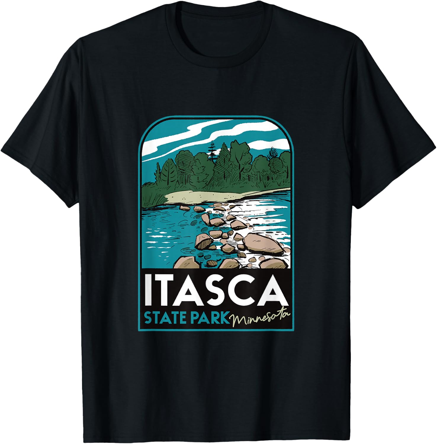 Itasca State Park MN Badge T-Shirt - T-Shirt | Black