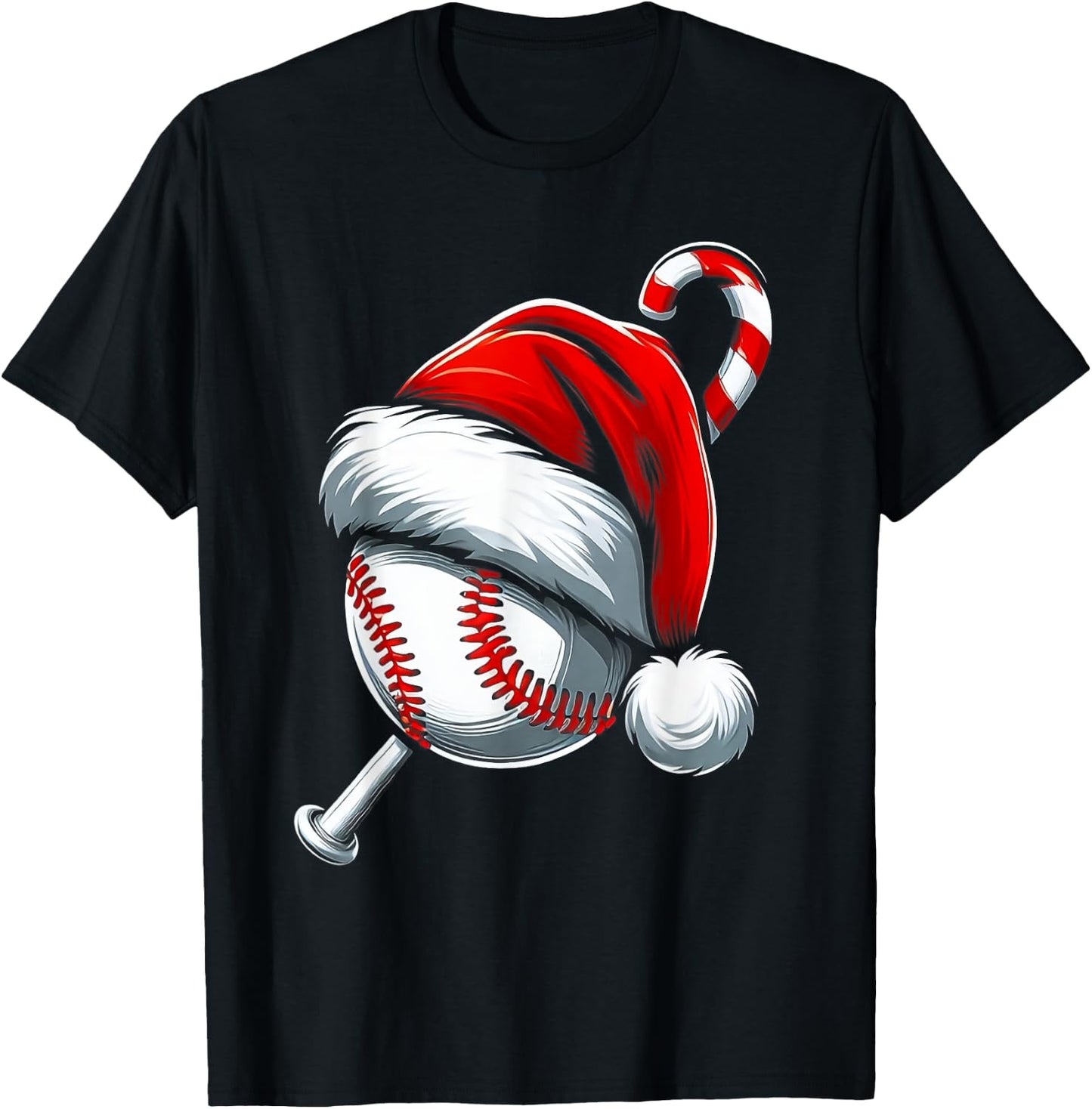 Christmas Santa Hat Baseball Matching Family Pajamas Sport T-Shirt - T-Shirt | Black