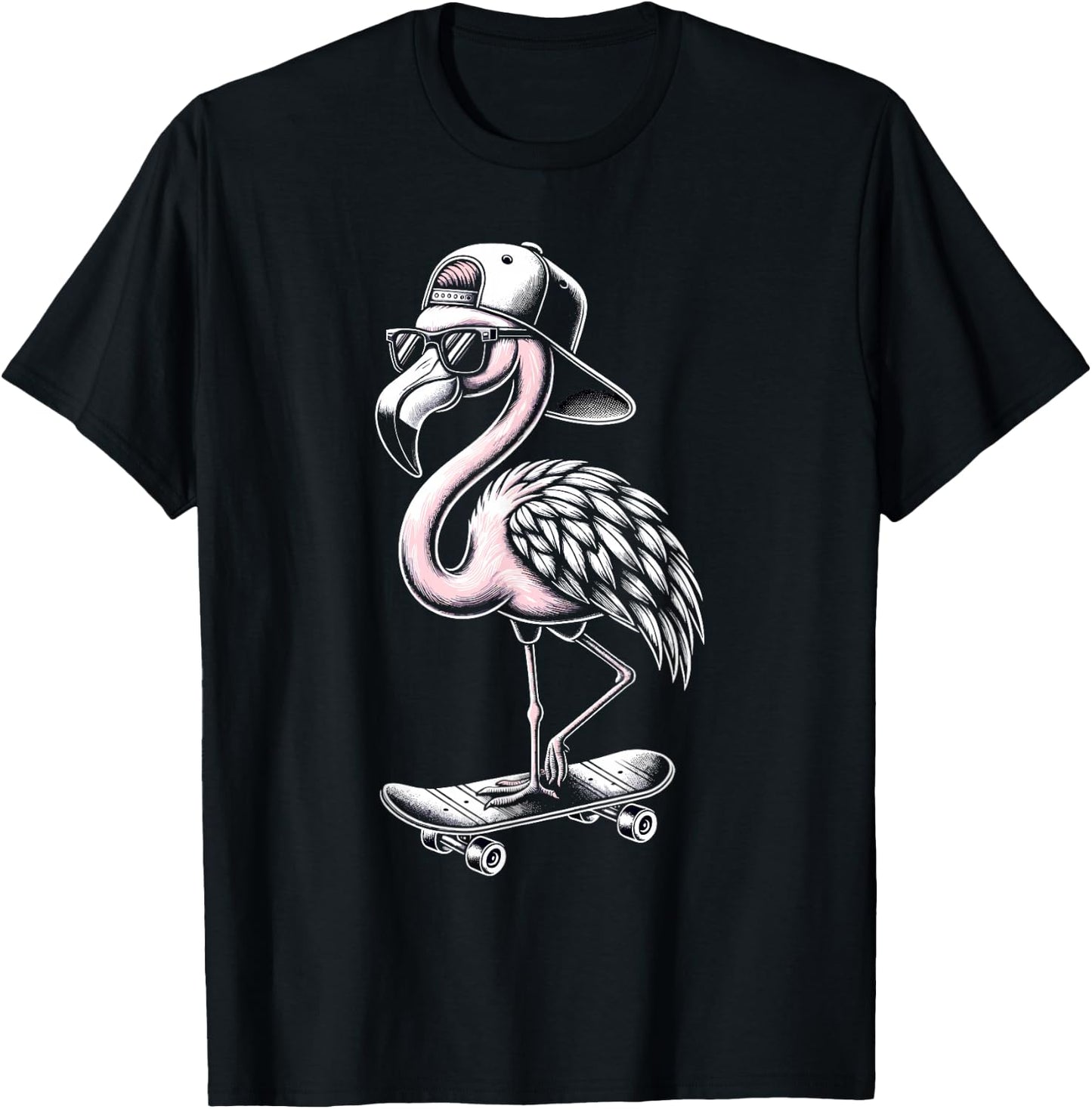Skateboarding Flamingo Skater Skateboarder Women T-Shirt - T-Shirt | Black