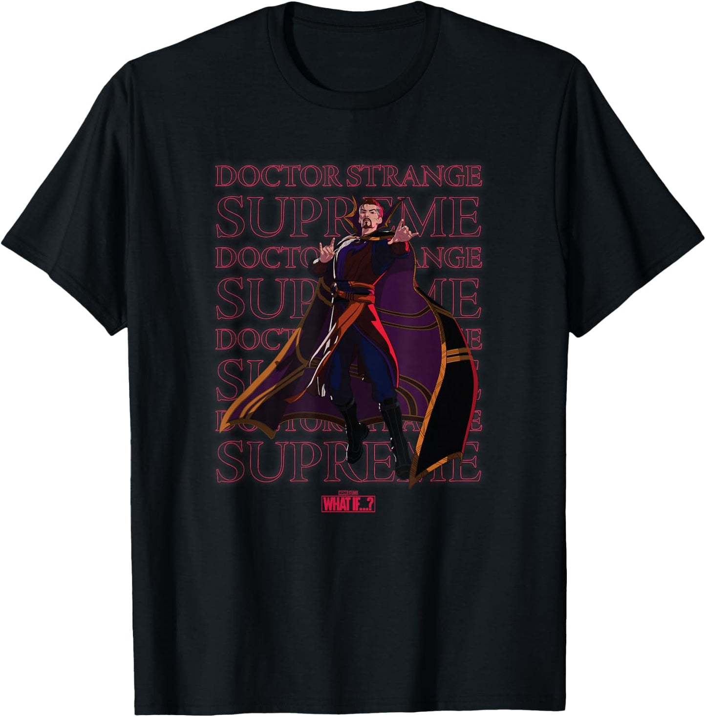 Marvel What If Doctor Strange Supreme Text Stack Portrait T-Shirt - T-Shirt | Black