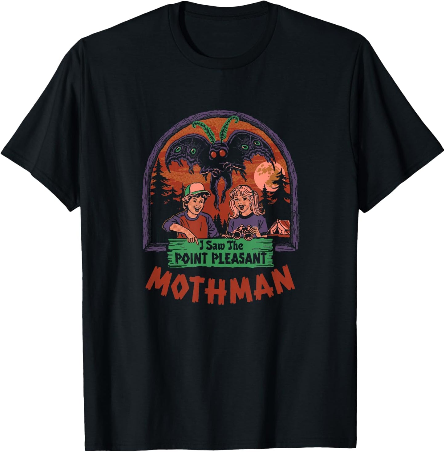 Steven Rhodes I Saw The Mothman Vintage Cryptid Dark Humor T-Shirt - T-Shirt | Black