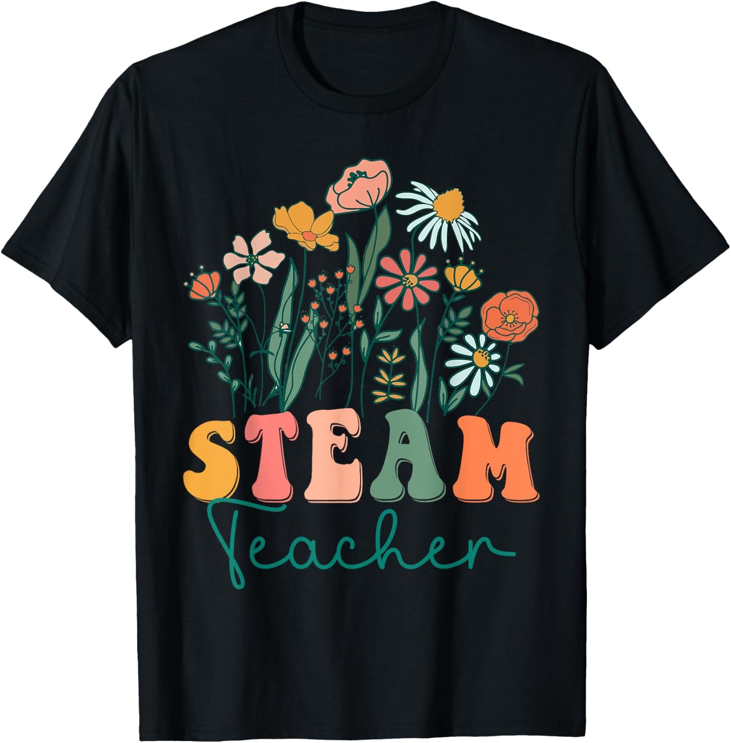 Groovy Wildflower Steam Teacher Women T-Shirt - T-Shirt | Black