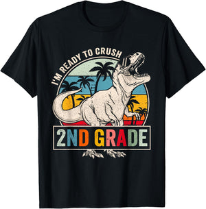 I'm Ready To Crush 2nd Grade Dinosaur Boys Back To School T-Shirt - T-Shirt | Black