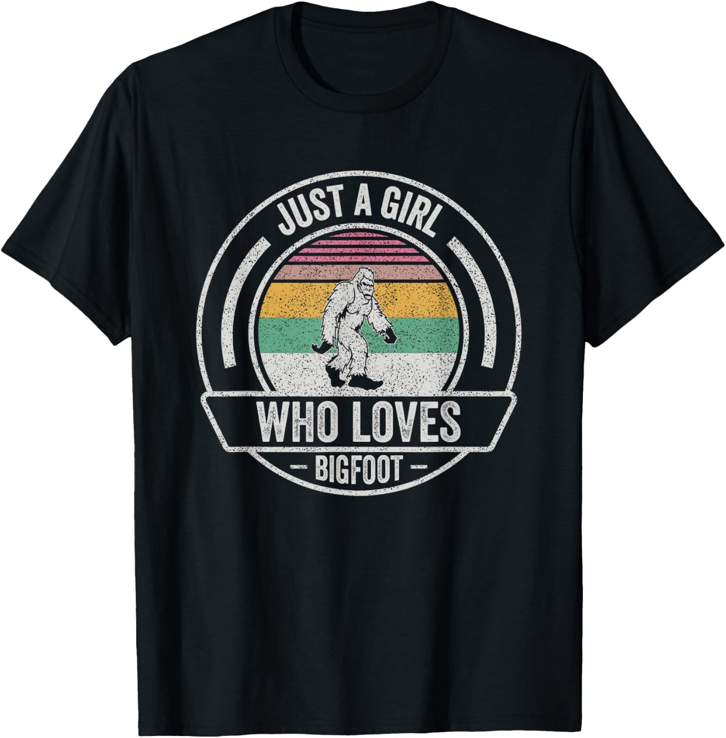 Vintage Retro Just A Girl Who Loves Bigfoot Sasquatch T-Shirt - T-Shirt | Black