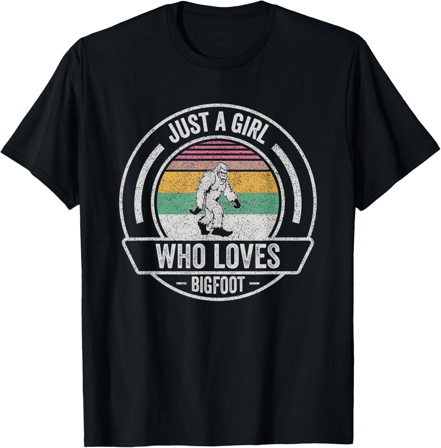 Vintage Retro Just A Girl Who Loves Bigfoot Sasquatch T-Shirt - T-Shirt | Black