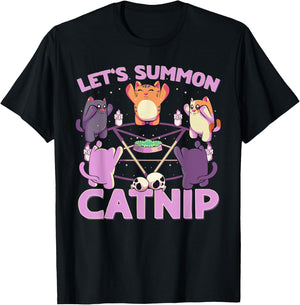 Pastel Goth Kawaii Occult Cats Summon Catnip Nu Goth Cat Men Women T-Shirt - T-Shirt | Black