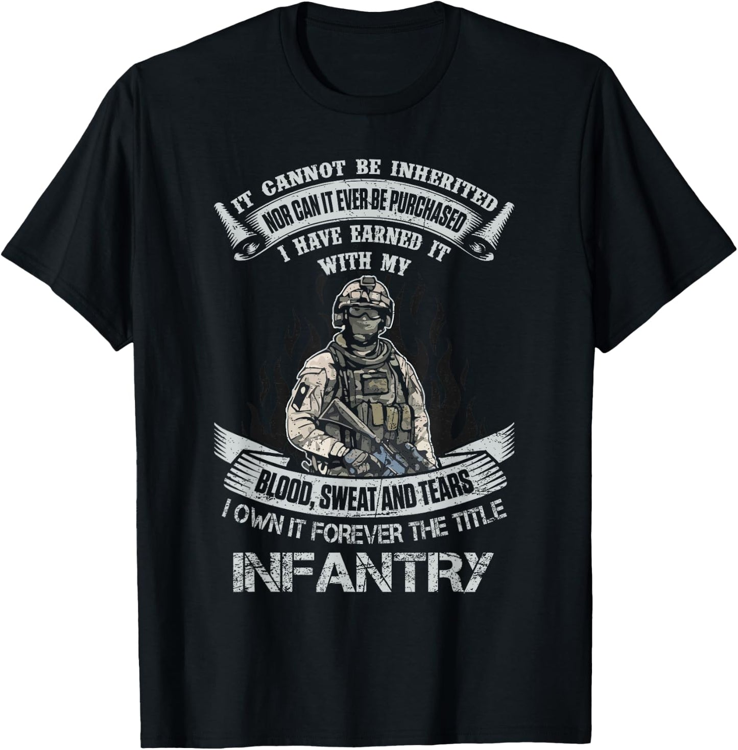 US Army Infantry Veteran Vet Gift -Adults Black Cotton T-Shirt - T-Shirt | Black