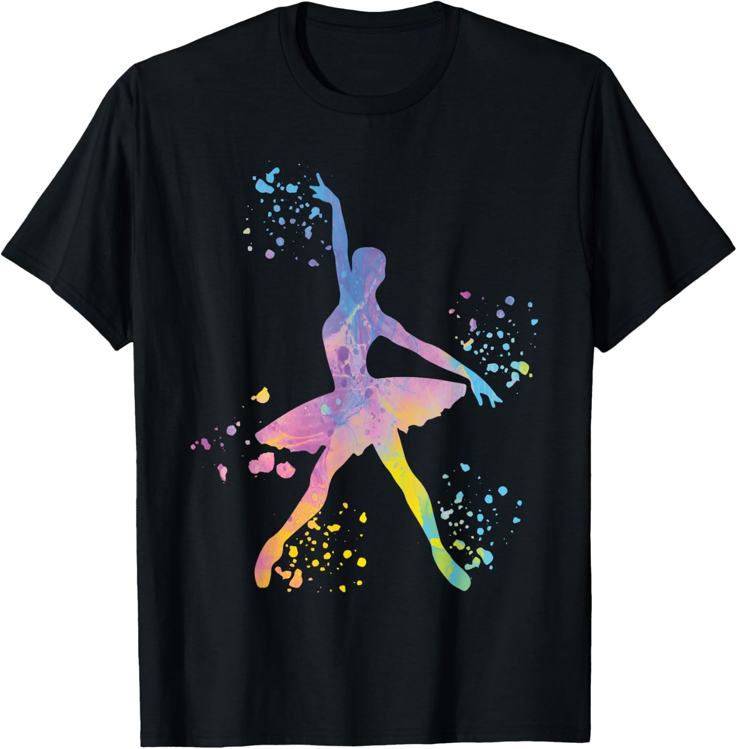 Ballet Dancer Colorsplash Woman Ballerina T-Shirt - T-Shirt | Black