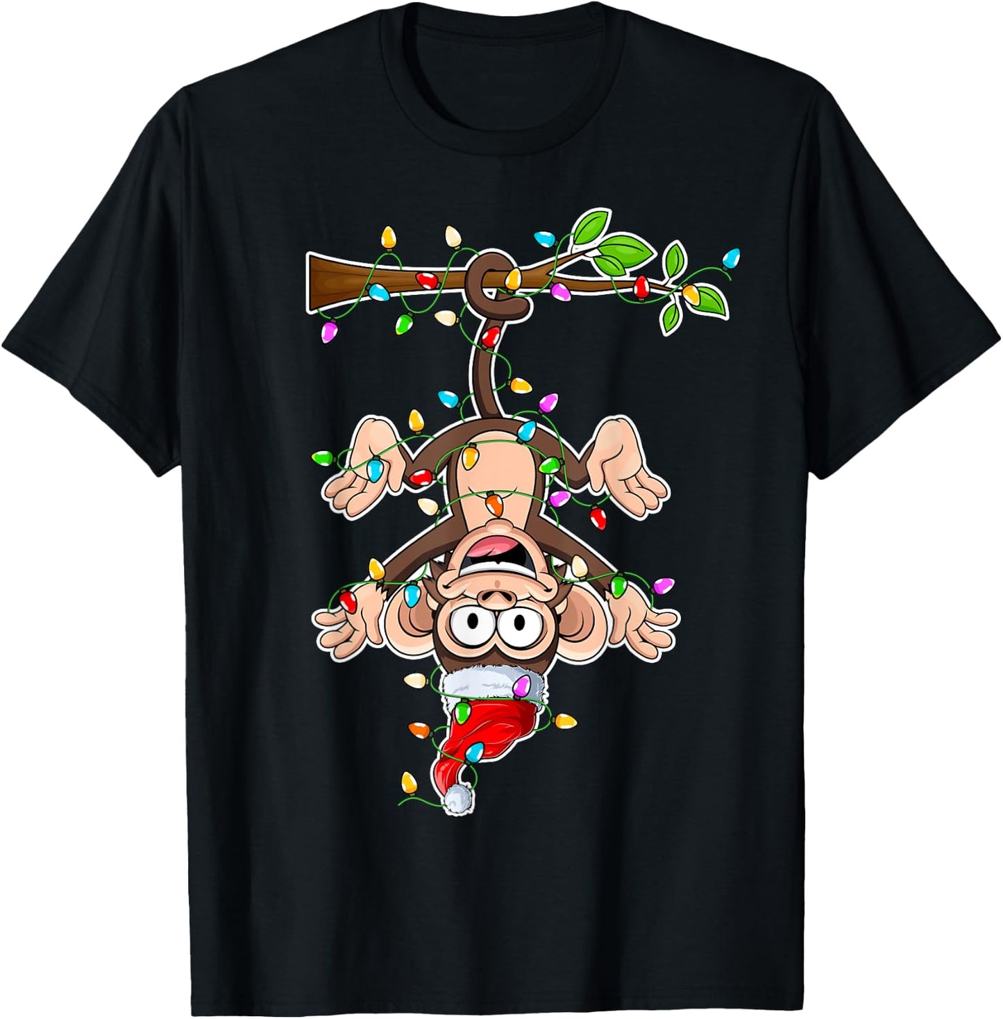Monkey Wearing Santa Hat Christmas - Monkey Lover Xmas T-Shirt - T-Shirt | Black