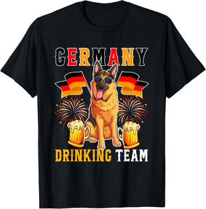 Germany Drinking Team Funny German Shepherd Sunglasses Beer T-Shirt - T-Shirt | Black
