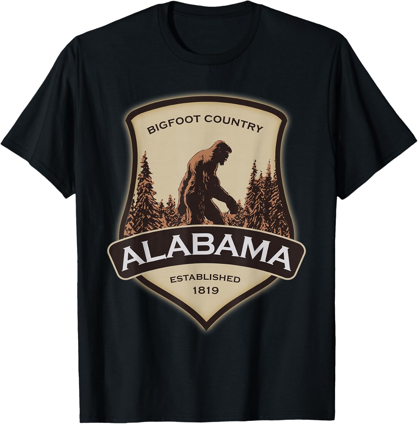 Alabama and a Bigfoot, or a Sasquatch T-Shirt - T-Shirt | Black
