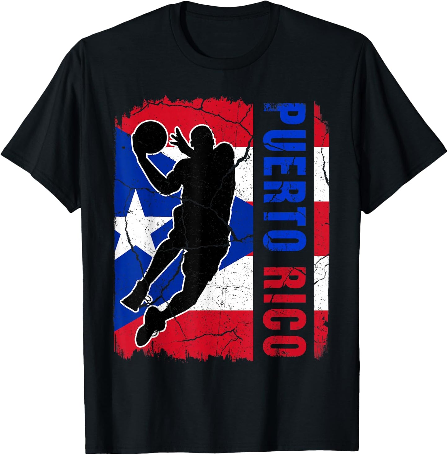 Puerto Rican Basketball Player Puerto Rico Flag Basketball T-Shirt - T-Shirt | Black