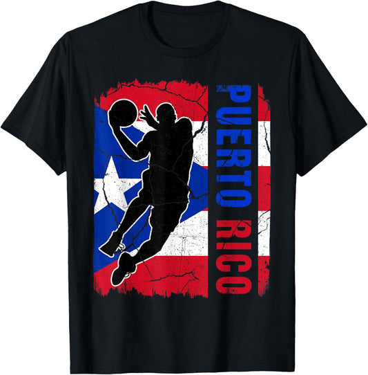 Puerto Rican Basketball Player Puerto Rico Flag Basketball T-Shirt - T-Shirt | Black