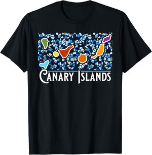 Islas Canarias Artistic Mosaic Canary Islands Retro Graphic T-Shirt - T-Shirt | Black