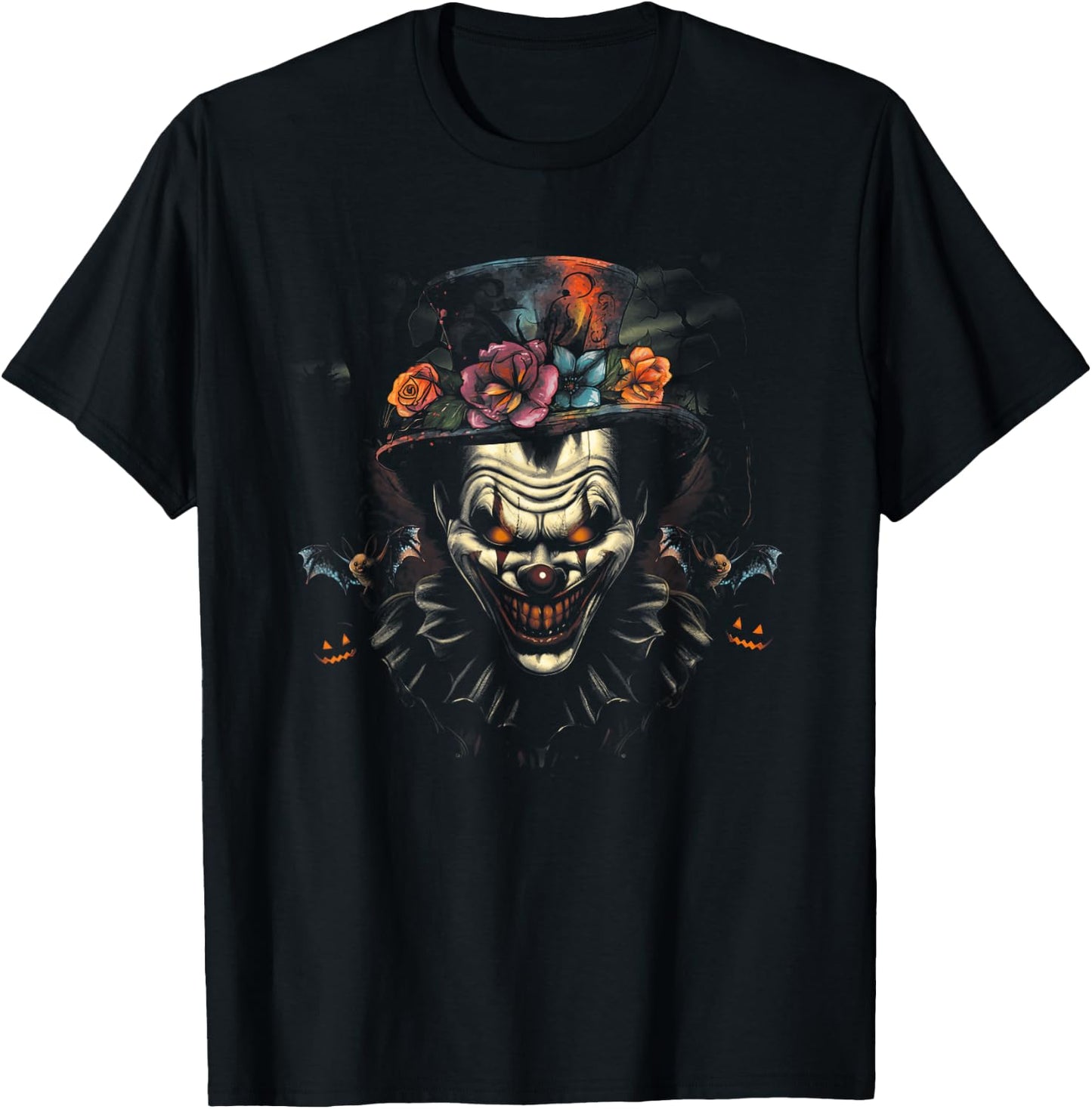 Halloween Scary Evil Clown Mask Horror Face Zombie Costume T-Shirt - T-Shirt | Black