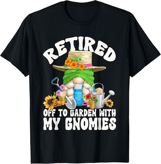 Cute Retirement Gardening Grandma Gnome Garden Mom T-Shirt - T-Shirt | Black