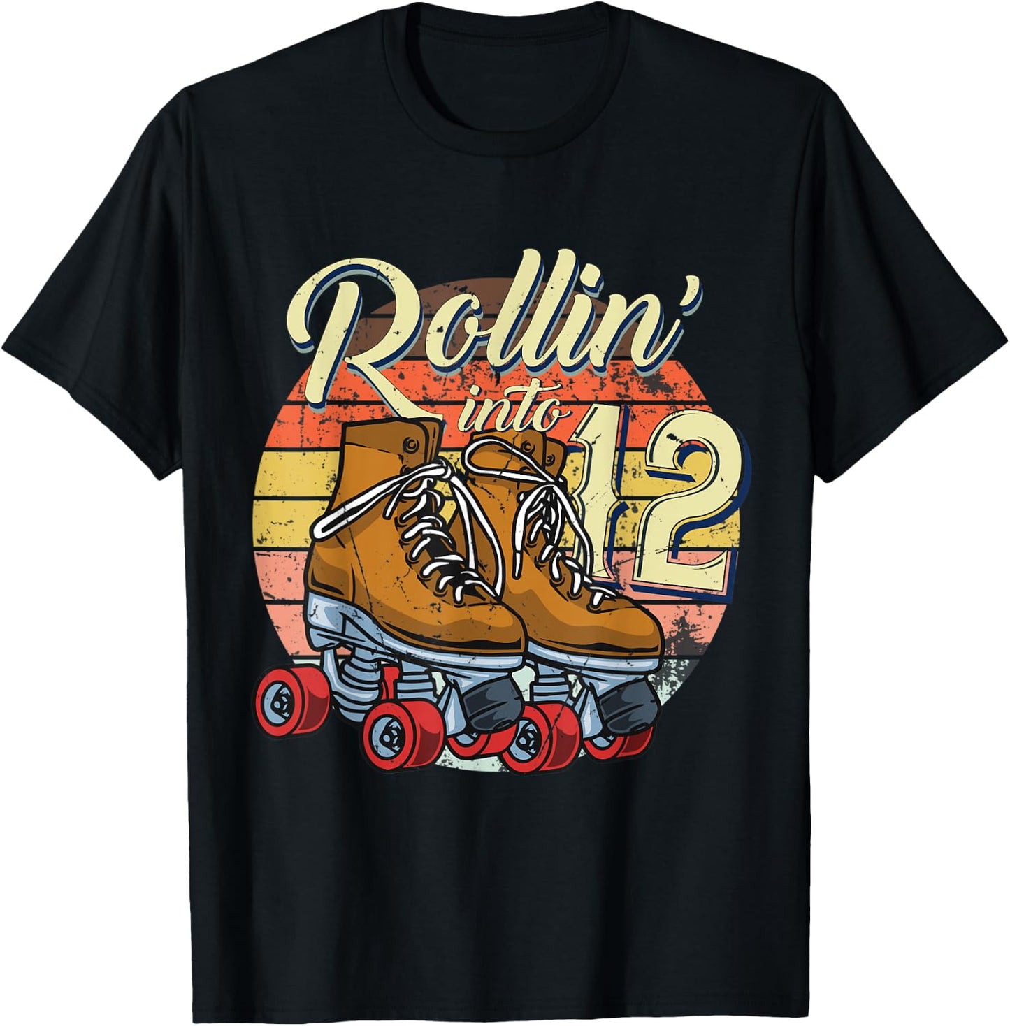 12th Bday Outfit 12 Year Old Girl Rolling Into 12 Birthday T-Shirt - T-Shirt | Black