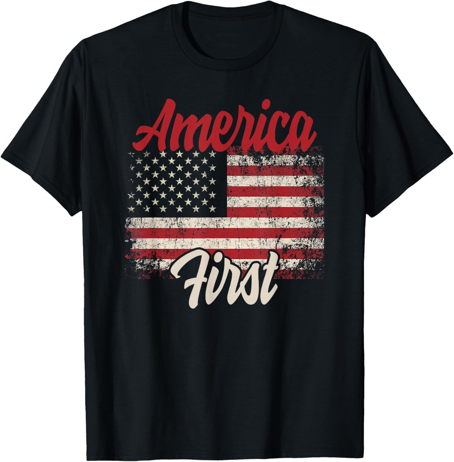 America First Veteran National Pride American Flag T-Shirt - T-Shirt | Black