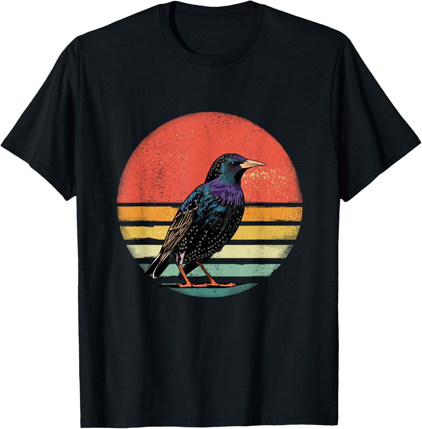 Retro Starling Bird Shirt Animal Birdwatcher Bird Lover T-Shirt - T-Shirt | Black