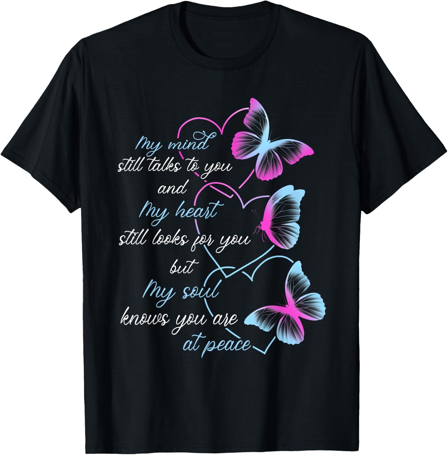 Memorial Men Butterflies Mom Dad Husband Wife T-Shirt - T-Shirt | Black