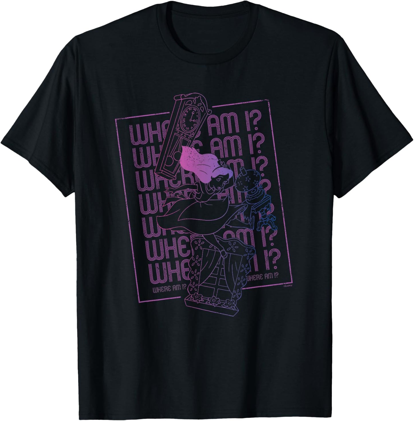 Disney Alice in Wonderland Rabbit Hole Falling Where Am I T-Shirt - T-Shirt | Black
