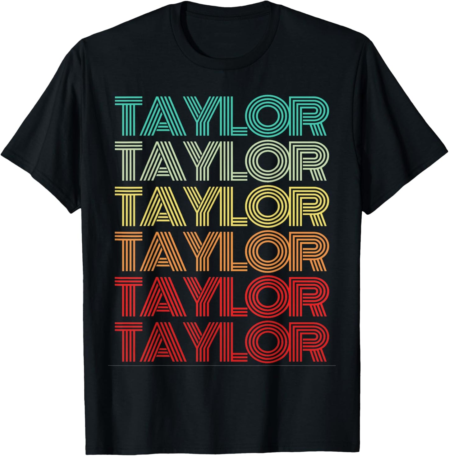 First Name TAYLOR Girl Retro Personalized Groovy My Birthday T-Shirt - T-Shirt | Black