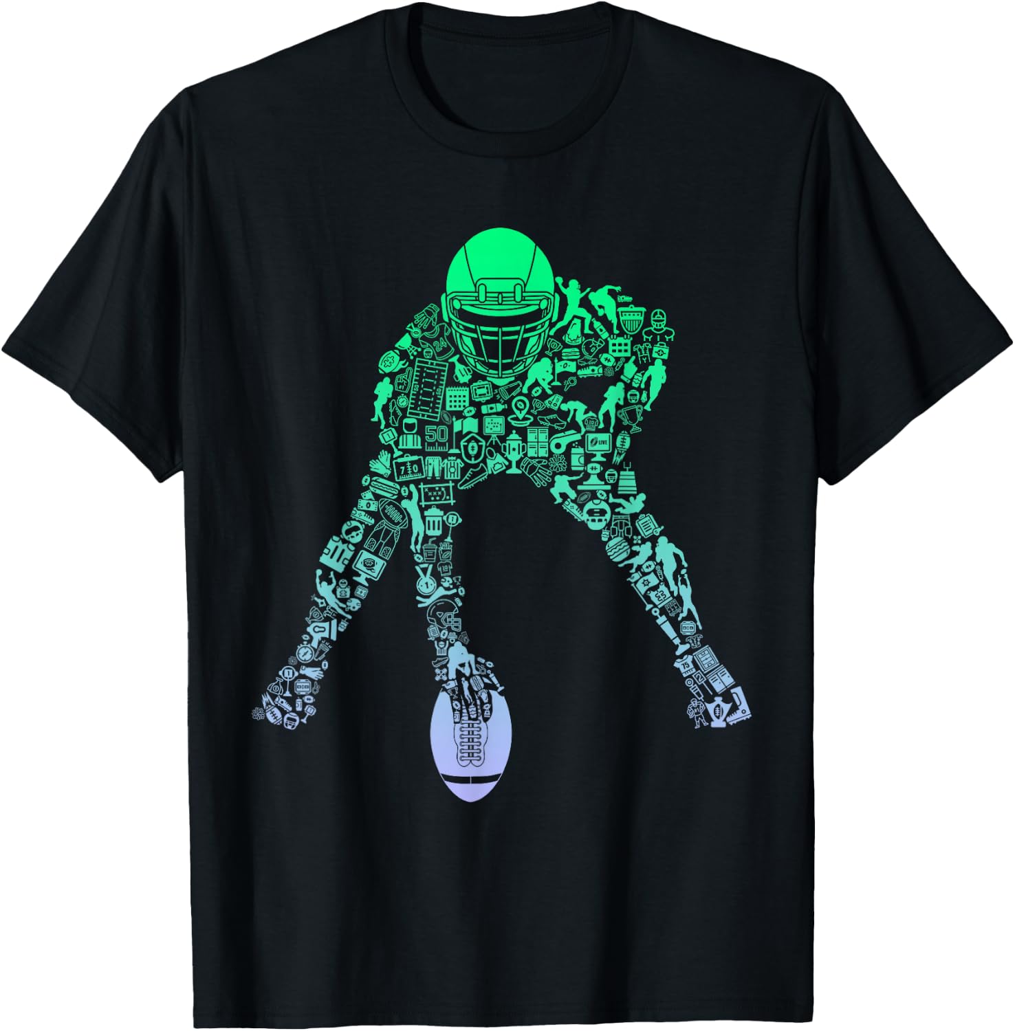 Youth Football Apparel Center Player Coach Boys Football T-Shirt - T-Shirt | Black