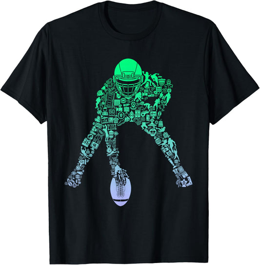 Youth Football Apparel Center Player Coach Boys Football T-Shirt - T-Shirt | Black