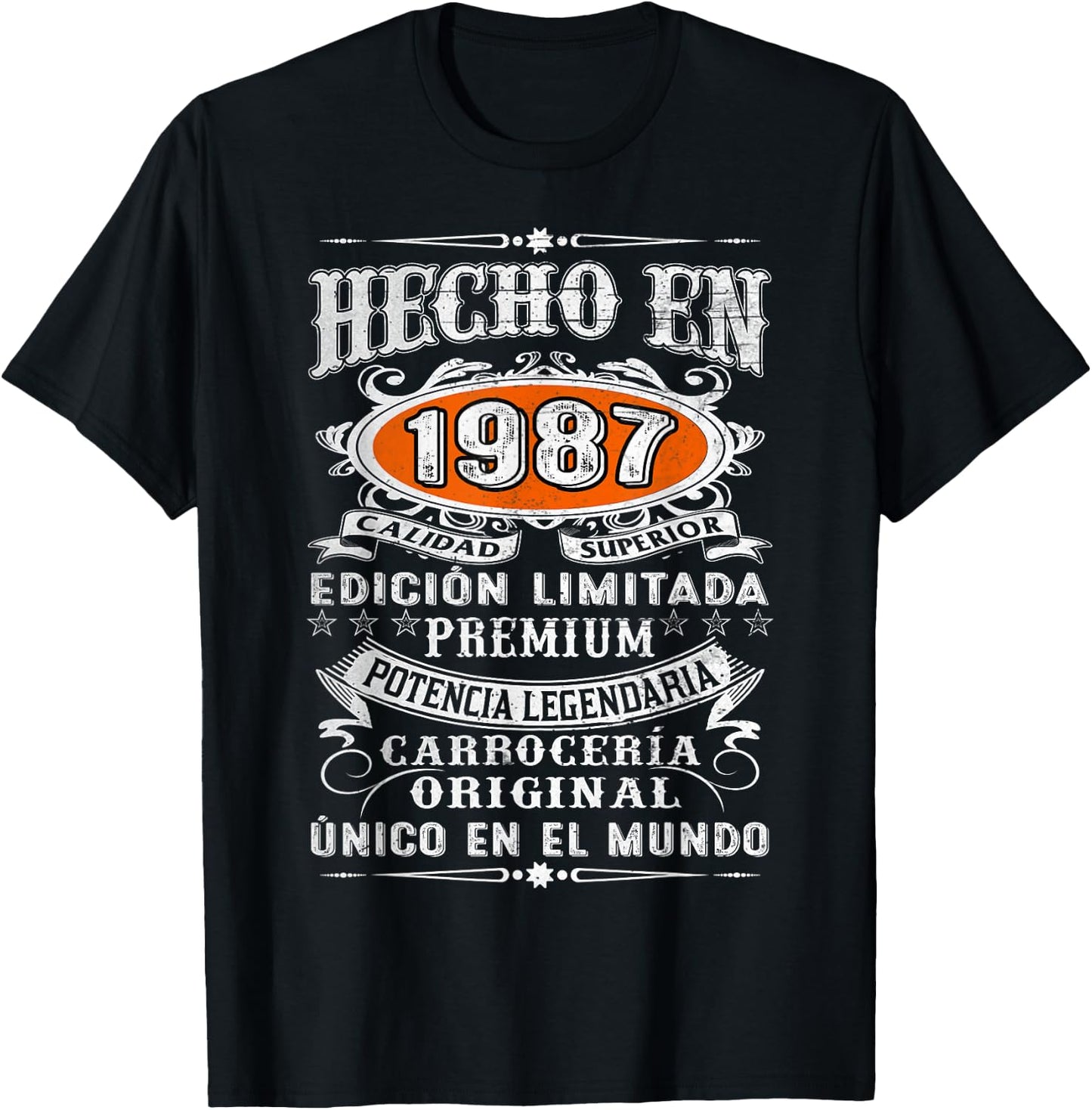 37th Birthday Spanish Made In 1987 Cumpleaños Español T-Shirt - T-Shirt | Black