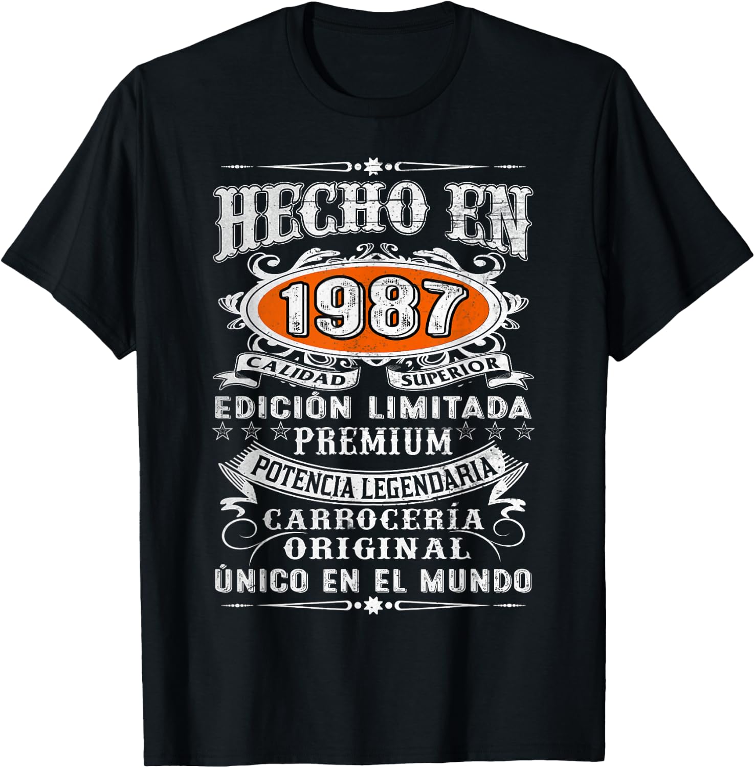 37th Birthday Spanish Made In 1987 Cumpleaños Español T-Shirt - T-Shirt | Black