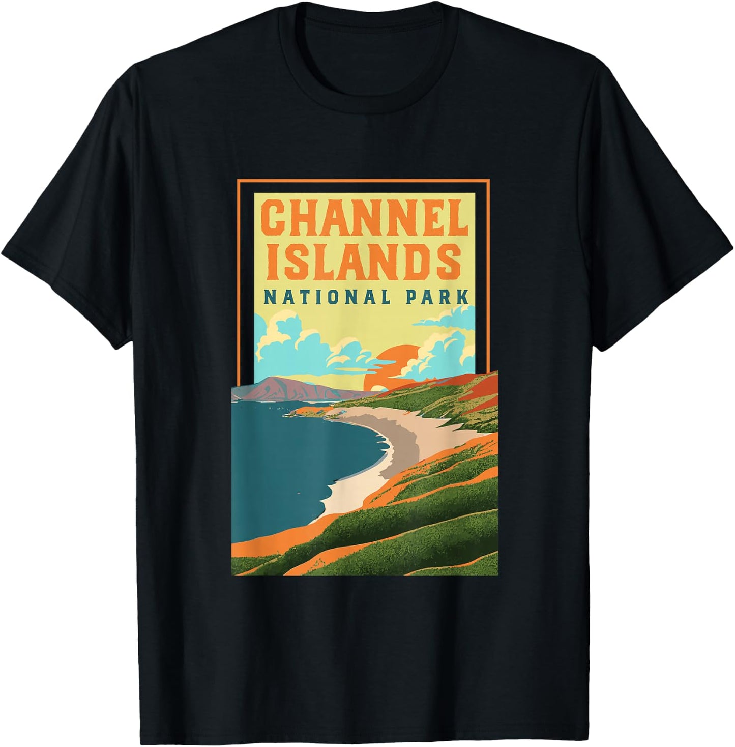 Channel Islands California WPA National Parks Poster Retro T-Shirt - T-Shirt | Black