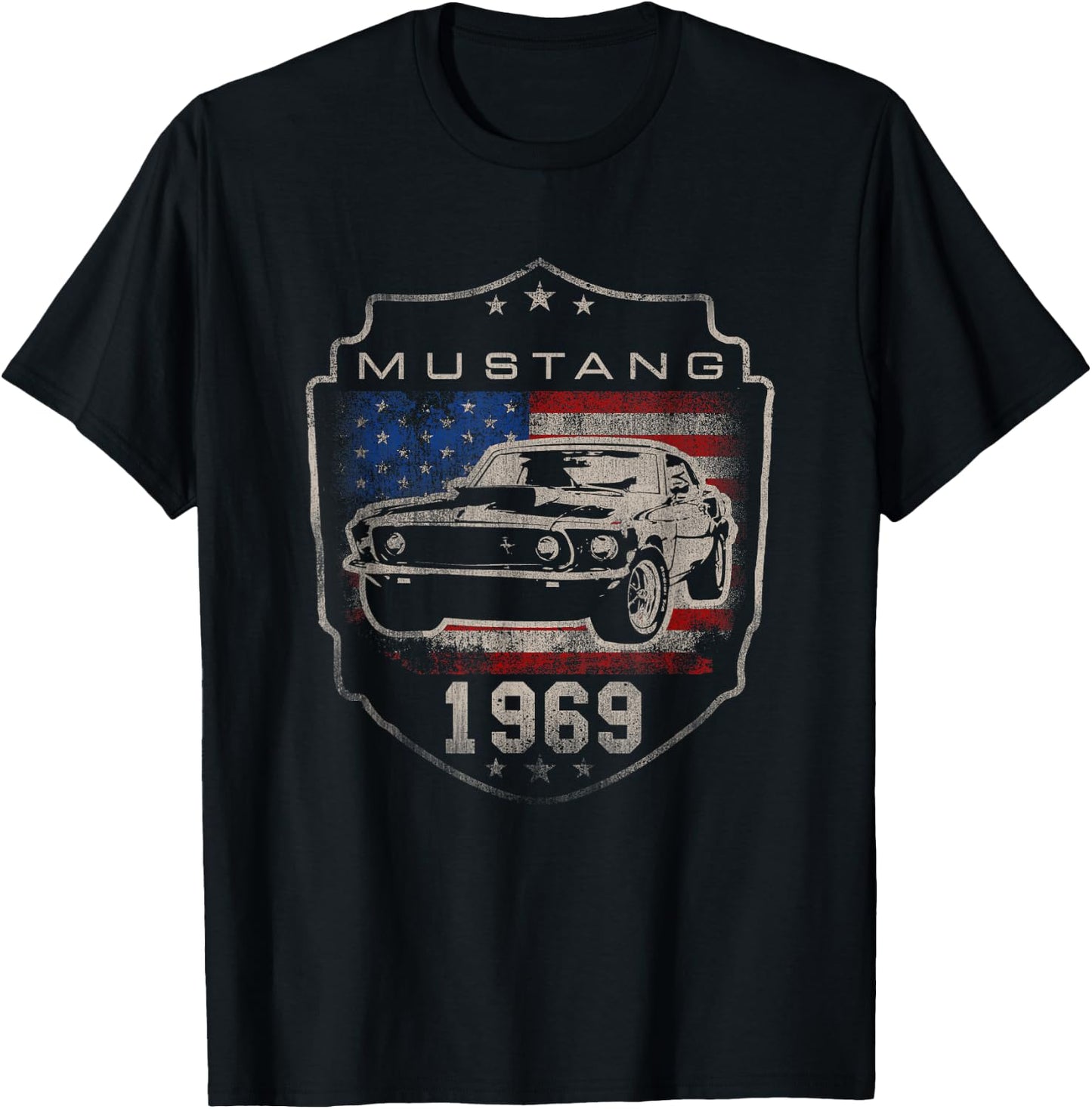 Ford Mustang 1969 Flag T-Shirt - T-Shirt | Black