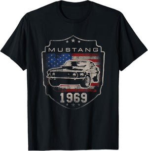 Ford Mustang 1969 Flag T-Shirt - T-Shirt | Black