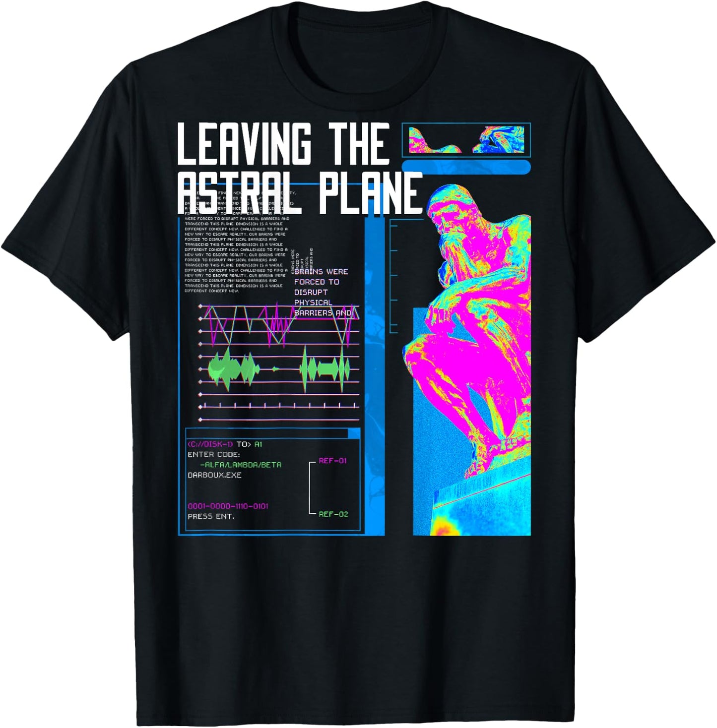 Back print: Techno music Vaporwave EDM party raver festival T-Shirt - T-Shirt | Black