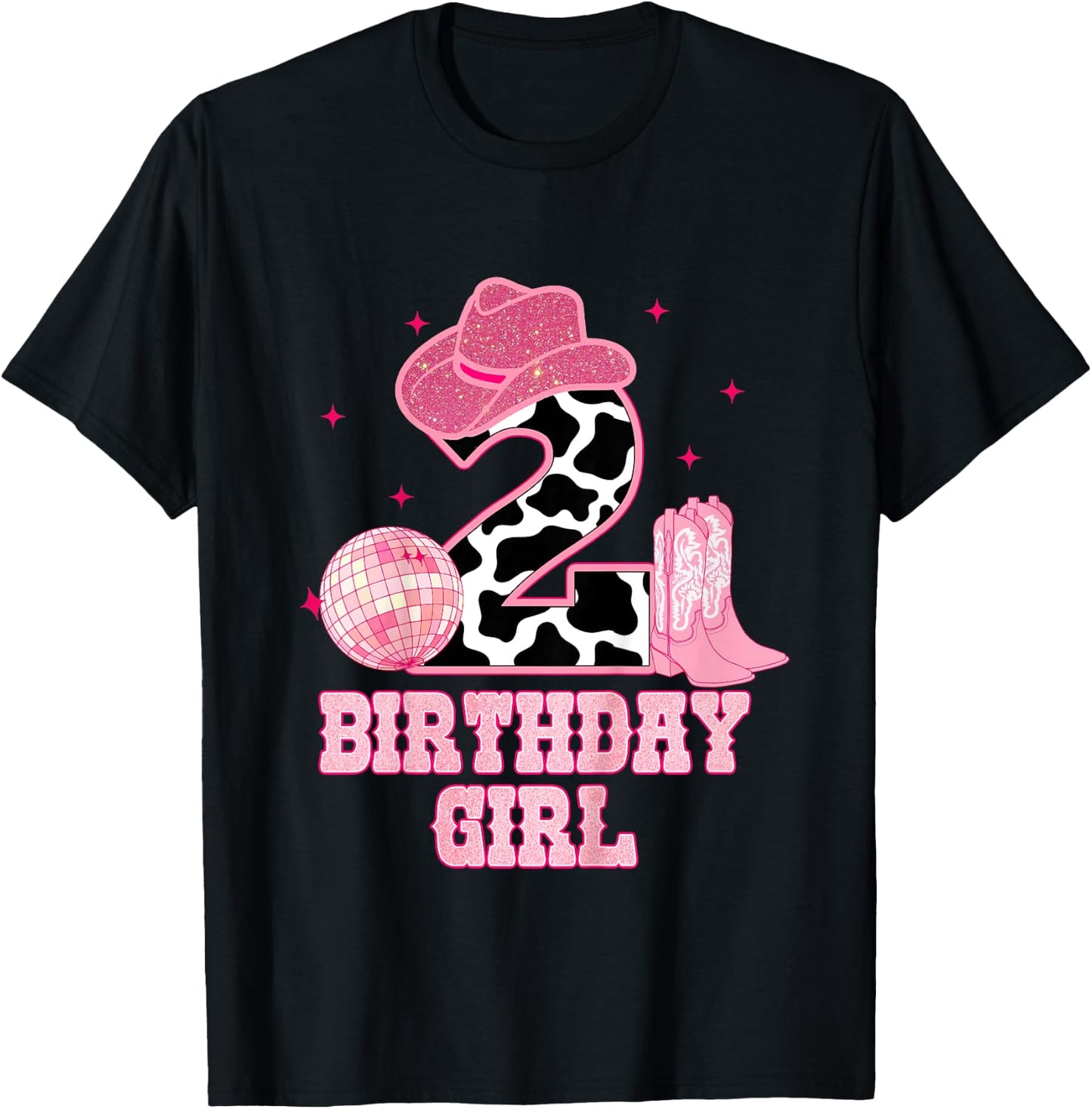 Happy 2nd Birthday Girl Outfit Rodeo Western Cowgirl Cowboy T-Shirt - T-Shirt | Black