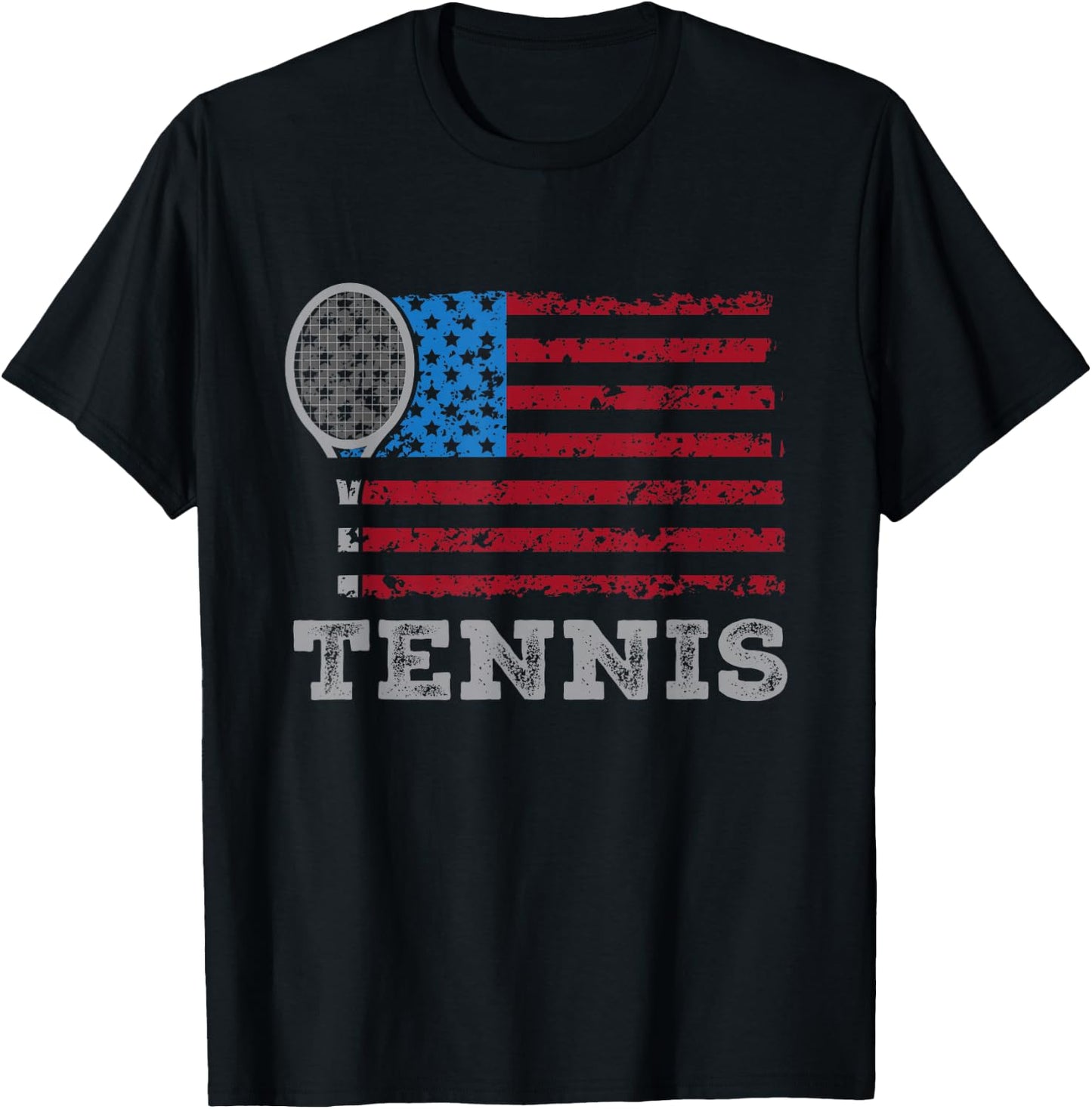USA Flag Tennis US Tennis Lover Team Sport T-Shirt - T-Shirt | Black