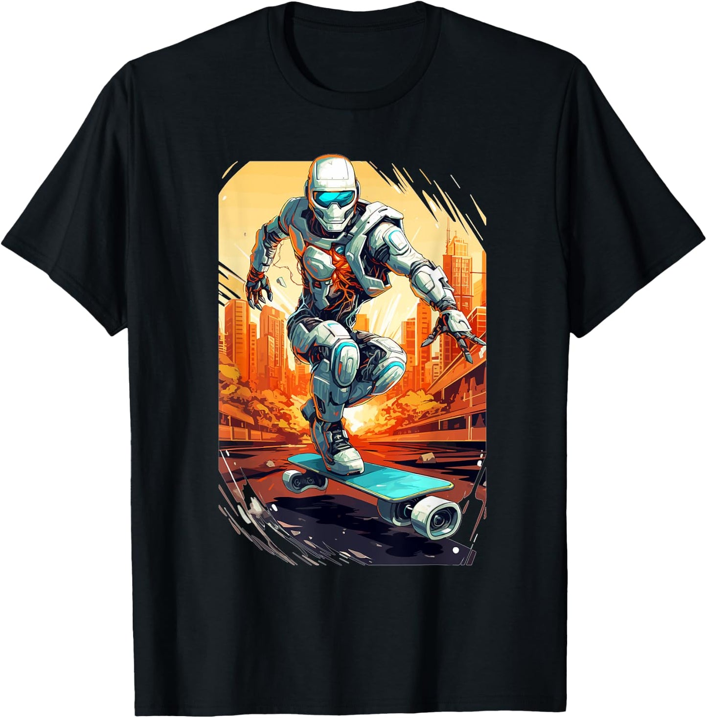 Robot Skater - Skateboard Skateboarder Skateboarding T-Shirt - T-Shirt | Black