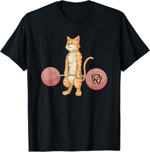 Deadlifting Tabby Cat Funny Women T-Shirt - T-Shirt | Black