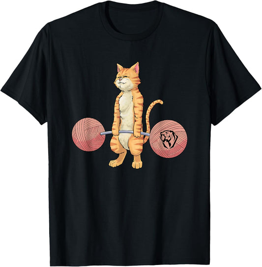 Deadlifting Tabby Cat Funny Women T-Shirt - T-Shirt | Black