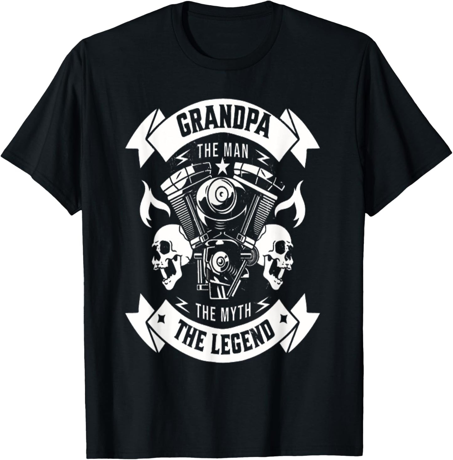 Biker Grandpa The Man The Myth The Legend Motorcycle T-Shirt - T-Shirt | Black