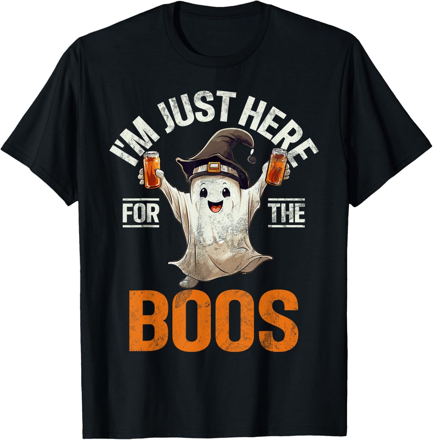 Just Here For The Boos Halloween Costume Funny Halloween T-Shirt - T-Shirt | Black