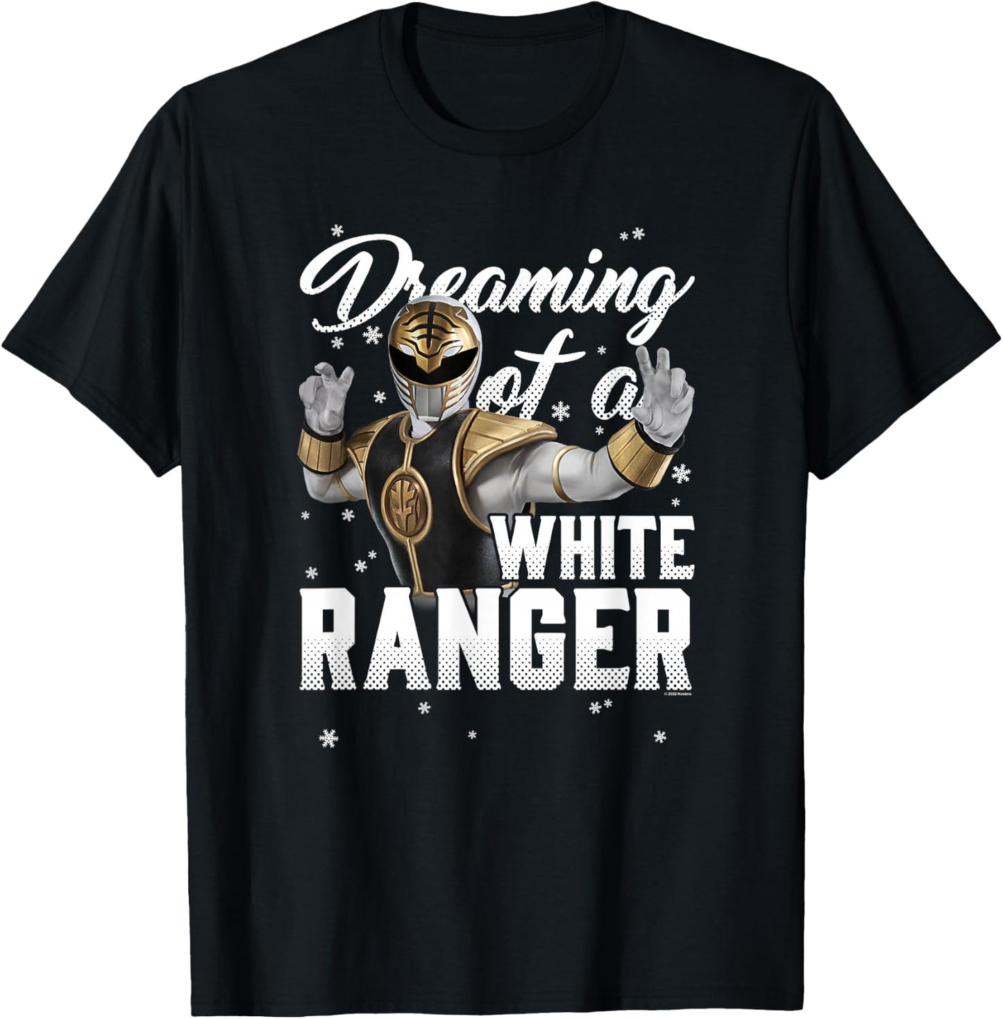 Power Rangers Christmas Dreaming of A White Ranger T-Shirt - T-Shirt | Black