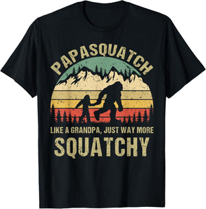 Retro Papa Squatch Like A Grandpa Funny Bigfoot Sasquatchy T-Shirt - T-Shirt | Black