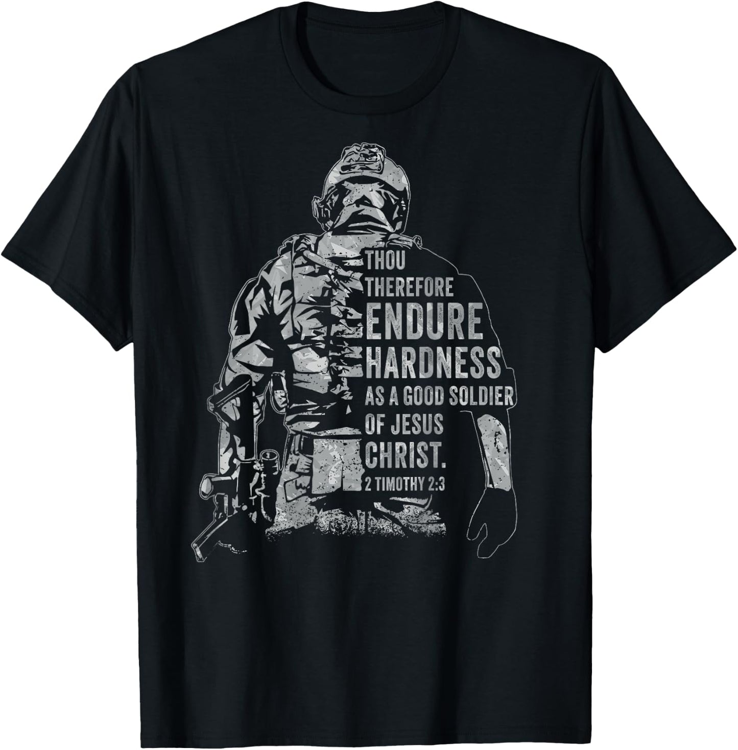 Soldier of Jesus Christ – Christian Faith Army 2 Timothy 2:3 T-Shirt - T-Shirt | Black