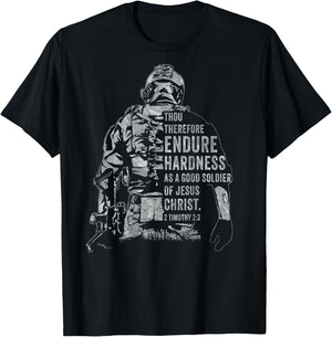 Soldier of Jesus Christ – Christian Faith Army 2 Timothy 2:3 T-Shirt - T-Shirt | Black