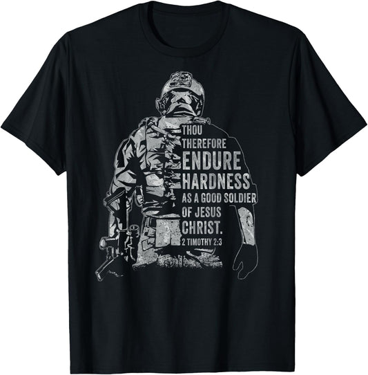 Soldier of Jesus Christ – Christian Faith Army 2 Timothy 2:3 T-Shirt - T-Shirt | Black
