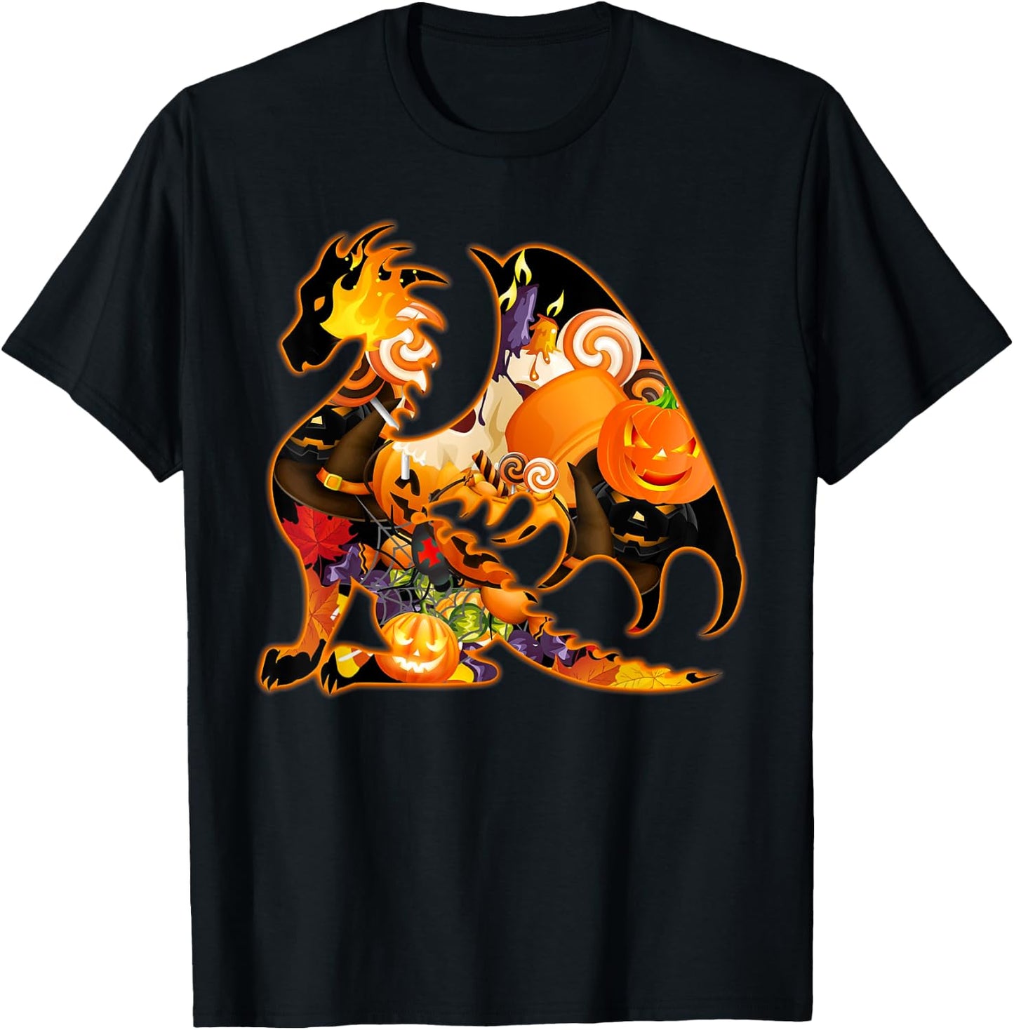 Dragon Halloween Costume Dragon Pumpkin Fall T-Shirt - T-Shirt | Black