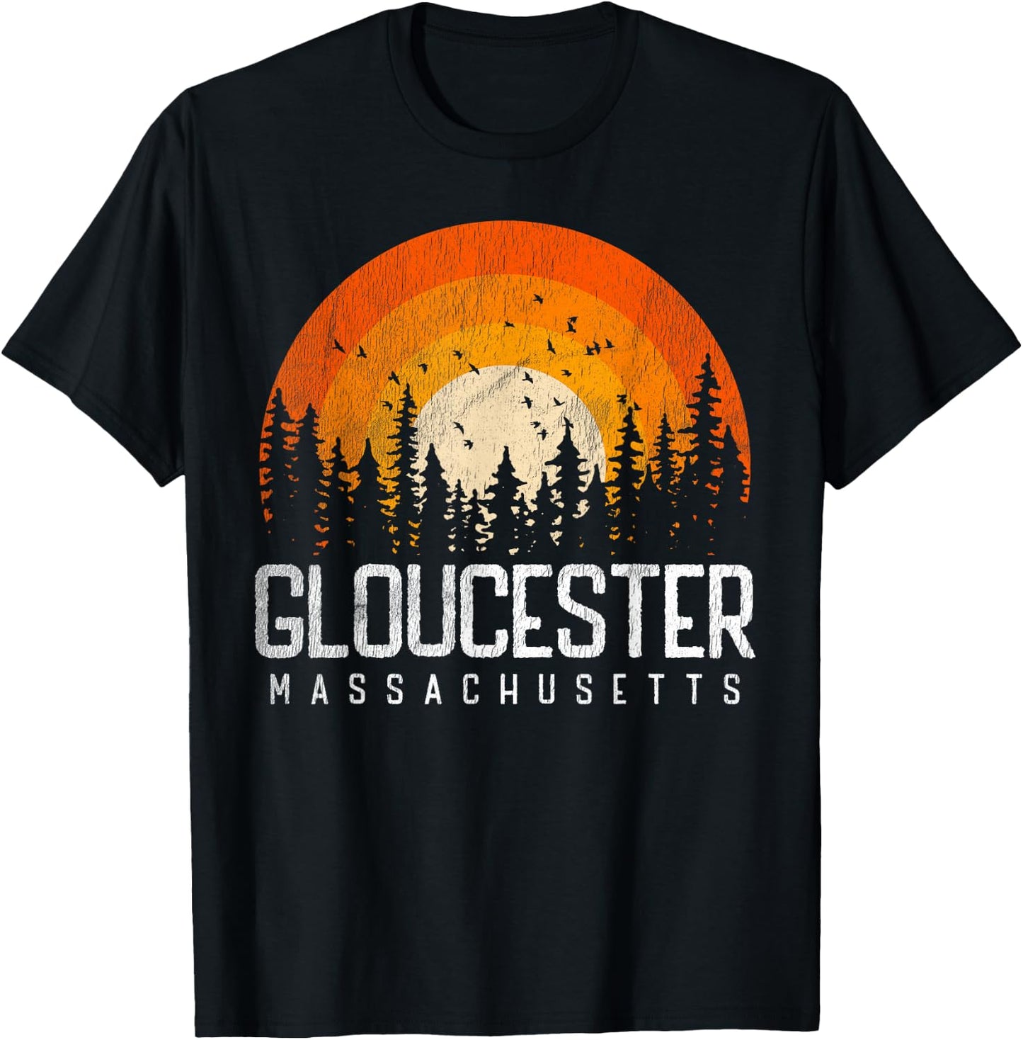 Gloucester Massachusetts MA Shirt Vintage 80s 90s Retro Gift T-Shirt - T-Shirt | Black