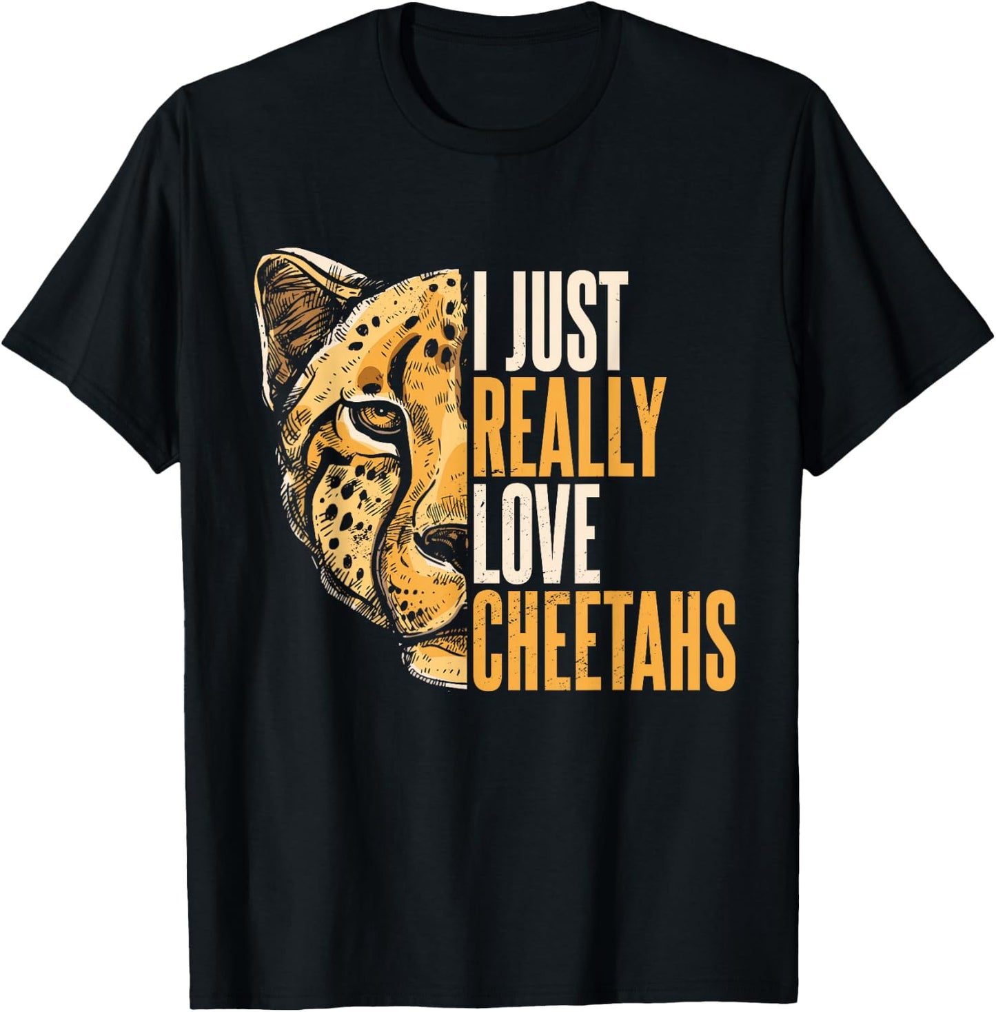 Cheetah Face Leopard Wildlife Men Women Kids T-Shirt - T-Shirt | Black