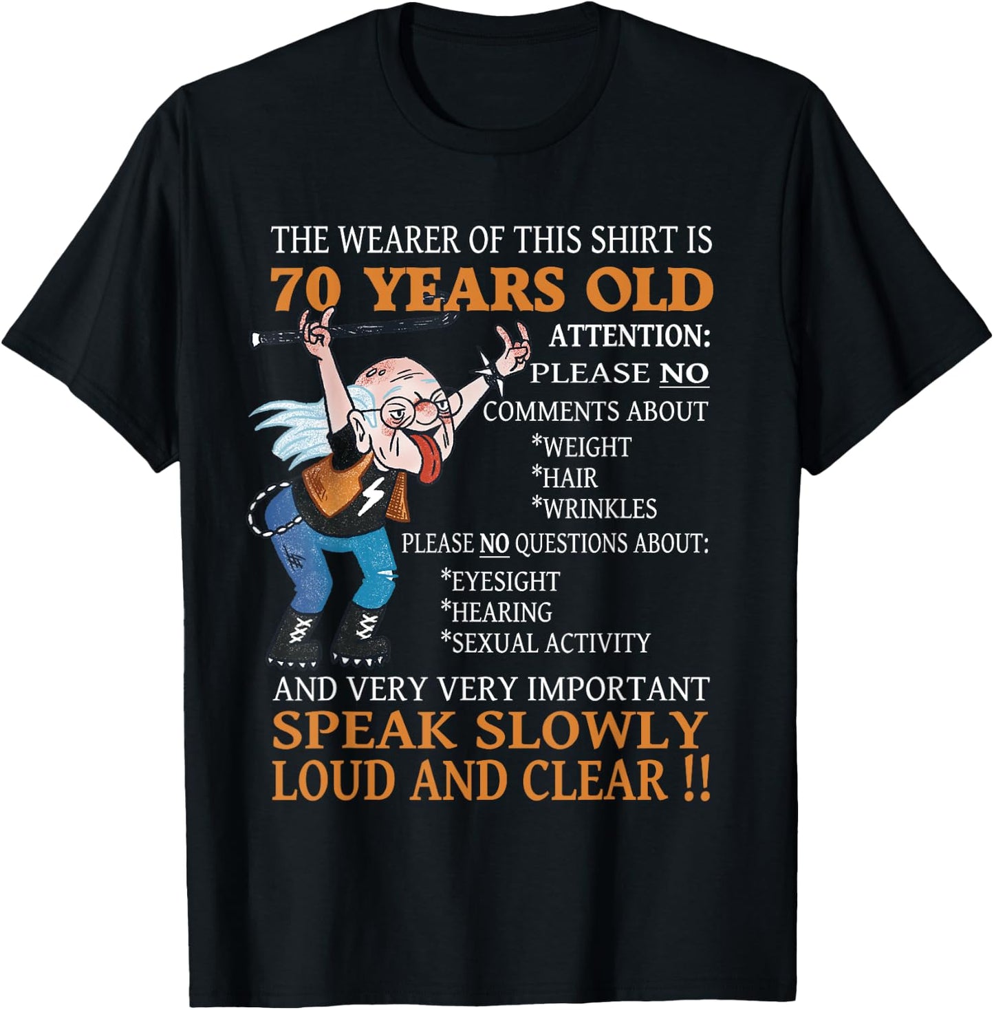 funny 70th Birthday Women Men 70 years old Bday T-Shirt - T-Shirt | Black